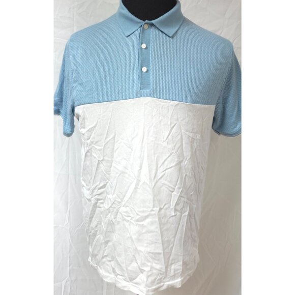 Cactus Man by Ricky Singh Mens Large Blue White Color Block Golf Polo Shirt - Picture 1 of 12